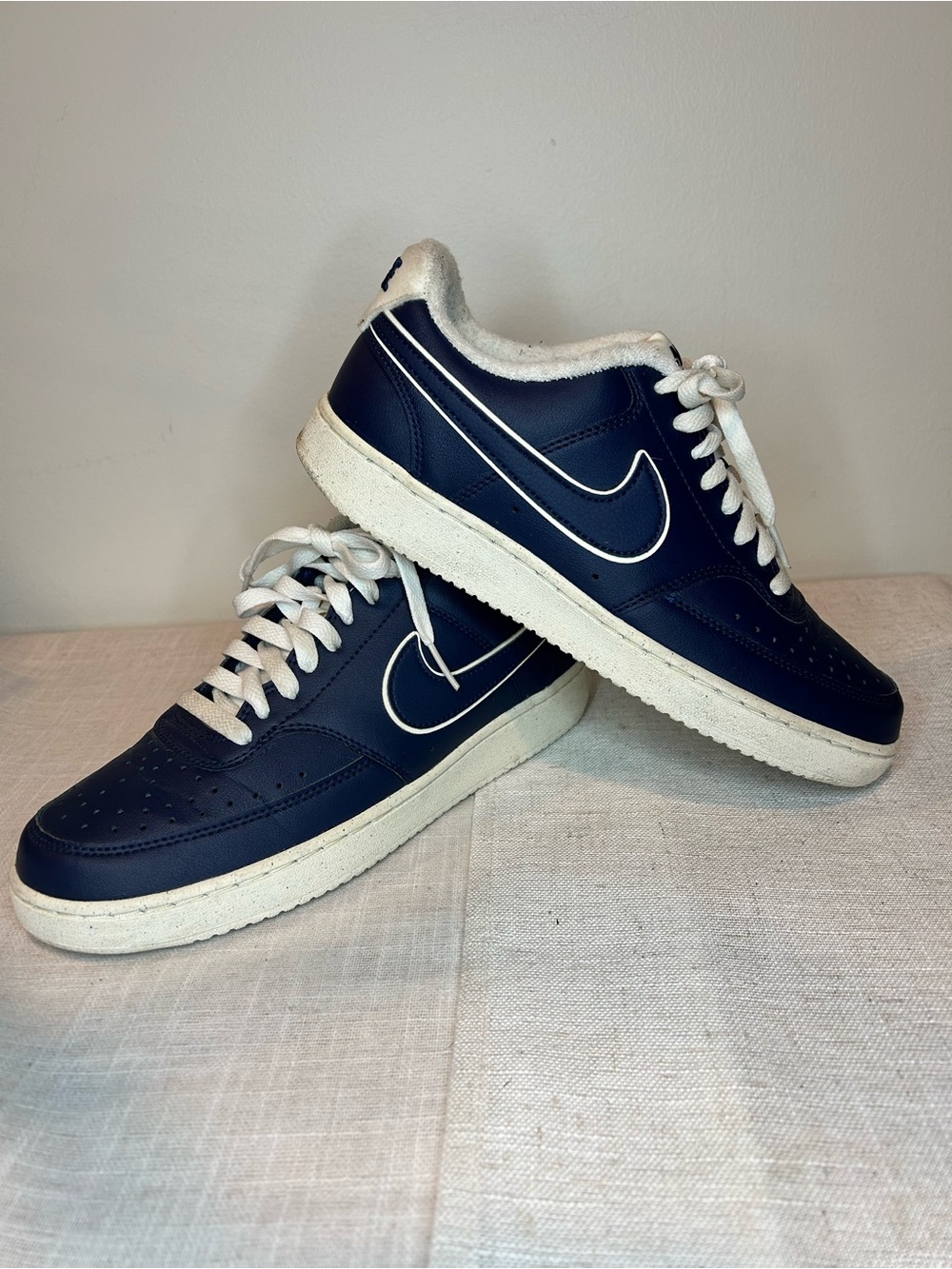 Nike Court Vision navy Leather Low-Top Sneakers mens 7.5 or women’s 9